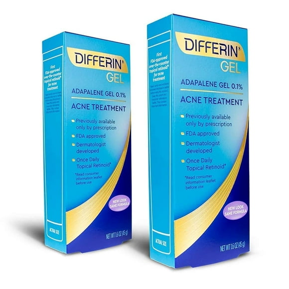 Gel para tratamiento del acné Differin Adapalene 0,1% 45 g (paquete de 2)