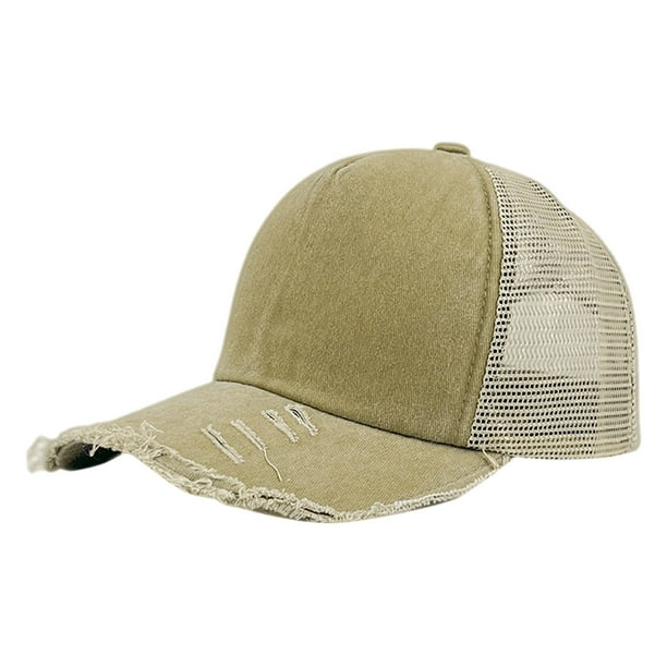 Gorra de béisbol unisex de denim con dobladillo perforado - Tejido de algodón, correa ajustable, para todas las estaciones - Talla única