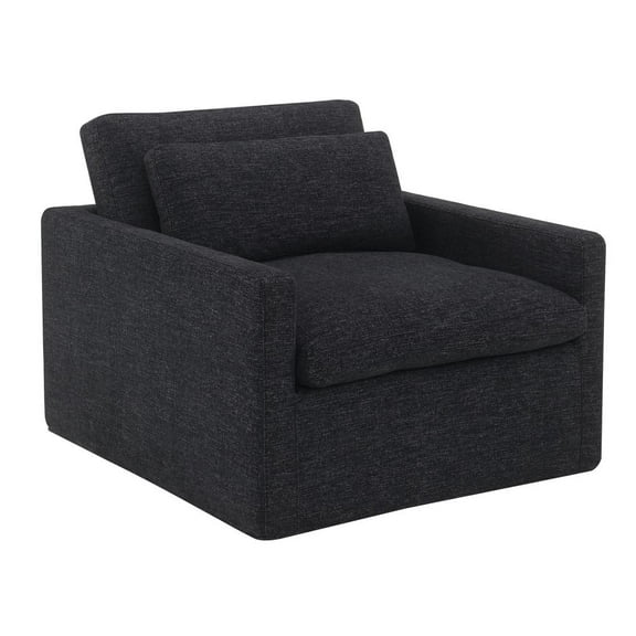 ACME Naveen Fabric Upholstered Swivel Chair with Pillow in Dark Gray
