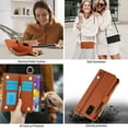 thumbnail image 5 of ELEHOLD For Samsung Galaxy A51 4G Phone Case Leather Crossbody Zipper Card Wallet Flip Case Kickstand Cover, with Ring Holder,Full Body Protection-Brown, 5 of 7