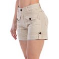 thumbnail image 1 of Pantalones cortos cargo para mujer Color sólido Bolsillo con solapa enrollada Casual Senderismo Verano 2023 Trendy Beige Manga enrollada Dobladillo X-Large, 1 of 5