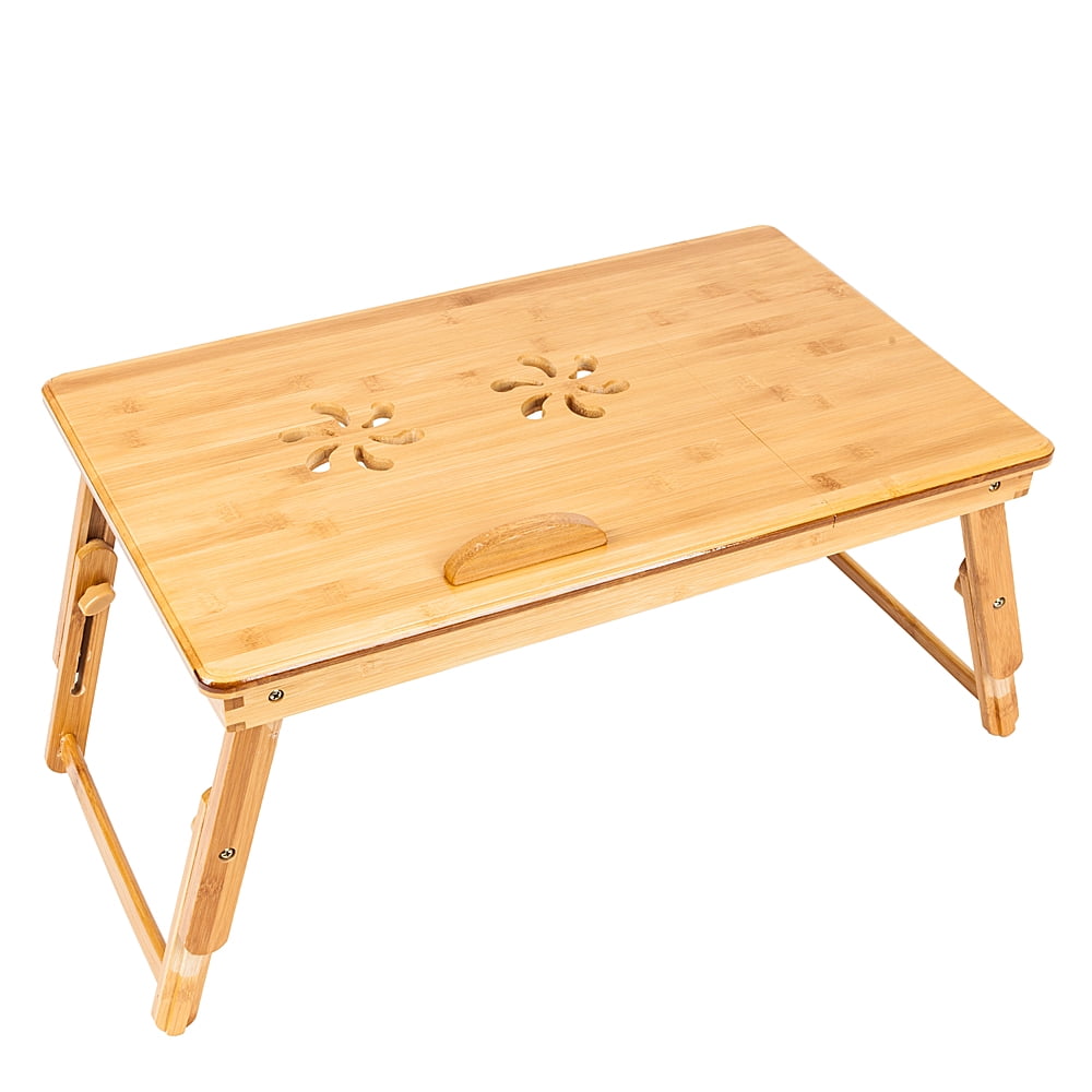 Kepooman Bamboo Laptop Desk, Adjustable Serving Bed Tray with Tilting Top, Wood Color Kepooman Bamboo Laptop Desk, Adjustable Serving Bed Tray with Tilting Top, Wood Color