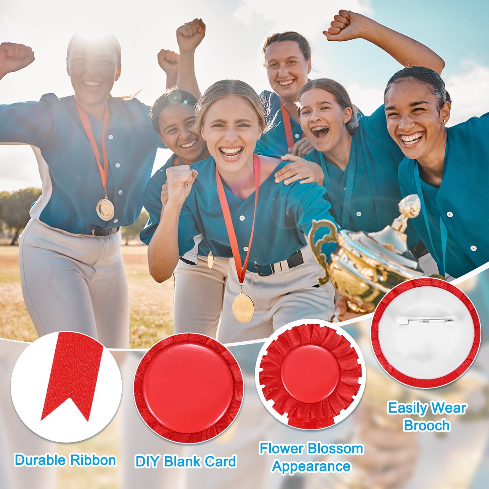 Uxcell 60 Pcs Award Ribbons 1st, 2nd, 3rd Place Winner Prize Ribbon, Red