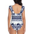 thumbnail image 6 of Yiaed Sea Underwater Animals1 Print Women's Ruffled One Piece Swimsuit V Neck Swimwear Slimming Monokini for Woman-XX-Large, 6 of 8