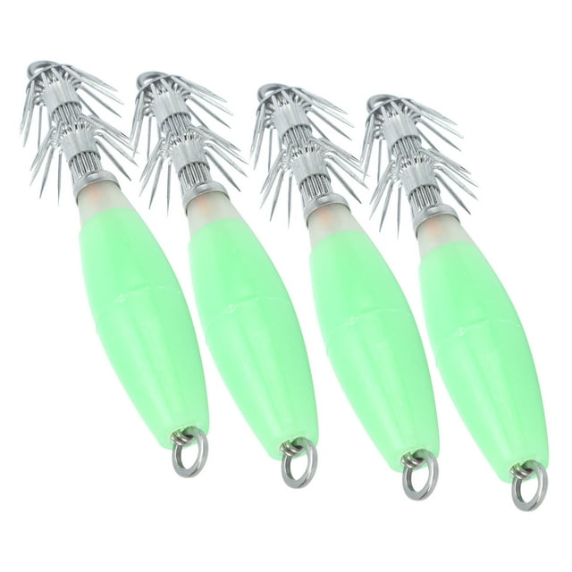 Jigs de Moufle, Acier Inoxydable Fluorescent Squid Hameçon Double Fil d'Acier Pêche Double Parapluie Hameçons Double Rangée Squid Hameçon pour la Pêche