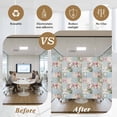 thumbnail image 5 of Green Blue Pink Botanical Window Privacy Film, Spring Floral Vintage Static Cling UV Sun Blocking Heat Control Window Tint Day and Night, Non-Adhesive One Way Windows Privacy Cover 17.7''x78.7'', 5 of 7