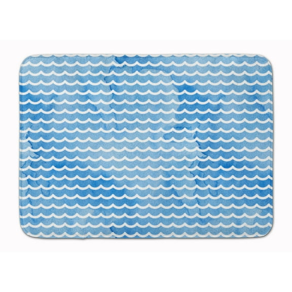 Beach Watercolor Waves Machine Washable Memory Foam Mat