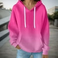 thumbnail image 2 of Fiaer Women's Hoodies Oversized Gradient V Neck Long Sleeve Hooded Sweatshirts Drawstring Loose Fit Trendy Pocket Tops Pink L, 2 of 4