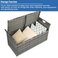 thumbnail image 6 of Patio Deck Box, Wicker Outdoor Storage Bench w/Cushion, PE Rattan Patio Storage Furniture with Iron Frame, Cushioned Storage Footstool for Indoor, 6 of 11