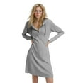 thumbnail image 3 of Plus Size Summer Dresses Plus Size Long Sleeve Hooded Zipper Sweatshirt Dress Casual Midi Tunic Plus Size Summer Dress Grey XL, 3 of 4