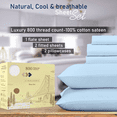 thumbnail image 3 of Egylin 800 TC 100% Egyptian Cotton 5 Pieces Split Sheets Sets for Adjustable beds Sheet Fits Upto 21" Deep Pocket , 1 Flat Sheet 2 Fitted Sheet and 2 Pillowcase ( Light Blue , King ), 3 of 5