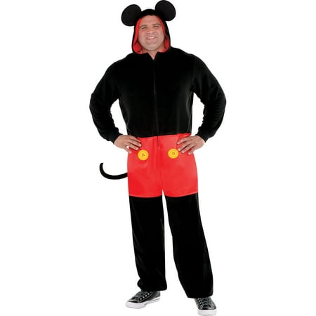Zipster Mickey Mouse One Piece Halloween Costume for Men, Plus Size