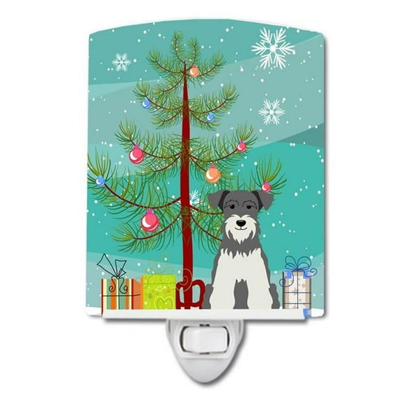 Caroline's Treasures BB4179CNL Merry Christmas Tree Miniature Schnauzer Salt and Pepper Ceramic Night Light, 6x4x3",