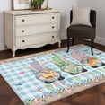 thumbnail image 3 of Easter Area Rugs 3'x5', Washable Small Throw Rugs for Living Room Bedroom, Spring Gnomes Bunny Eggs Flowers Blue Checkered Indoor Outdoor Rug Non-Slip Low Pile Carpet Runner Reversible Floor Mats, 3 of 8