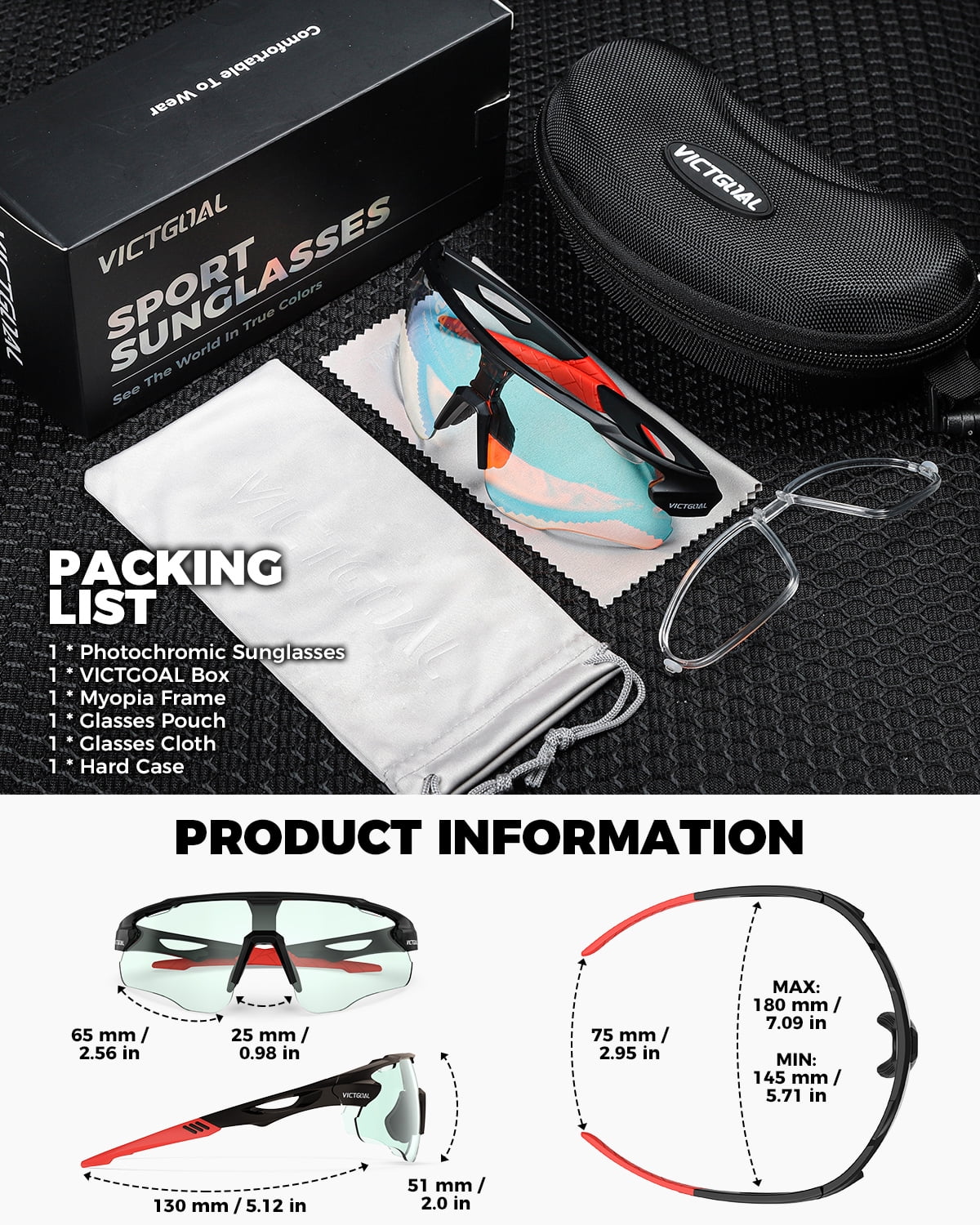 VICTGOAL Photochromic Cycling Glasses for Men Women, Clear Bike Glasses with UV400 Protection, Sports Running Sunglasses Goggles