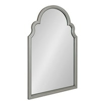 Kate and Laurel Hogan Wooden Arched Wall Mirror, 24 x 36, Silver, Vintage Glam Moroccan Arch Wood Mirror with Unique Scalloped Corners and Modern Shape