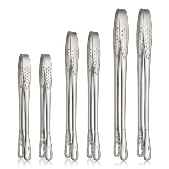 ROSEXIXI 6 Pack Korean BBQ Grill Tongs 304 Stainless Steel Grilling Accessories 8.3/9.4/11 Inch Set
