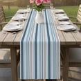 thumbnail image 4 of Blue Grey Striped Table Runner - 36 Inch Long Farmhouse Stripes Modern Abstract Art Cotton and Linen Blended Dress Scarves Farmhouse Table Runner for Kitchen Dining, Coffee Table, 13" x 36", 4 of 8