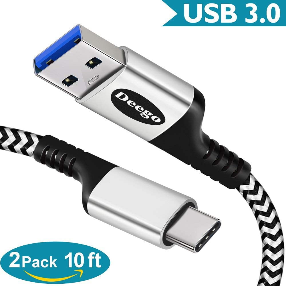 USB 3.0 C Cable,(2Pack 10FT)Extra Long Durable Fast Charging Cable,Nylon Braided C-A Charger for Samsung Galaxy S9 Plus Note 8 S8 Plus,Google Pixel XL,Nintendo Switch,Moto Z2,LG V30 G6 -