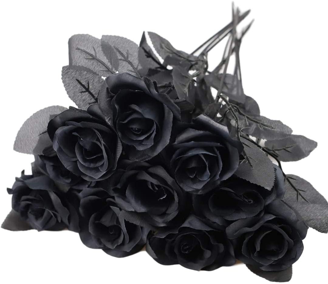 Mini Black Roses for Crafts, Artificial Flower Heads for