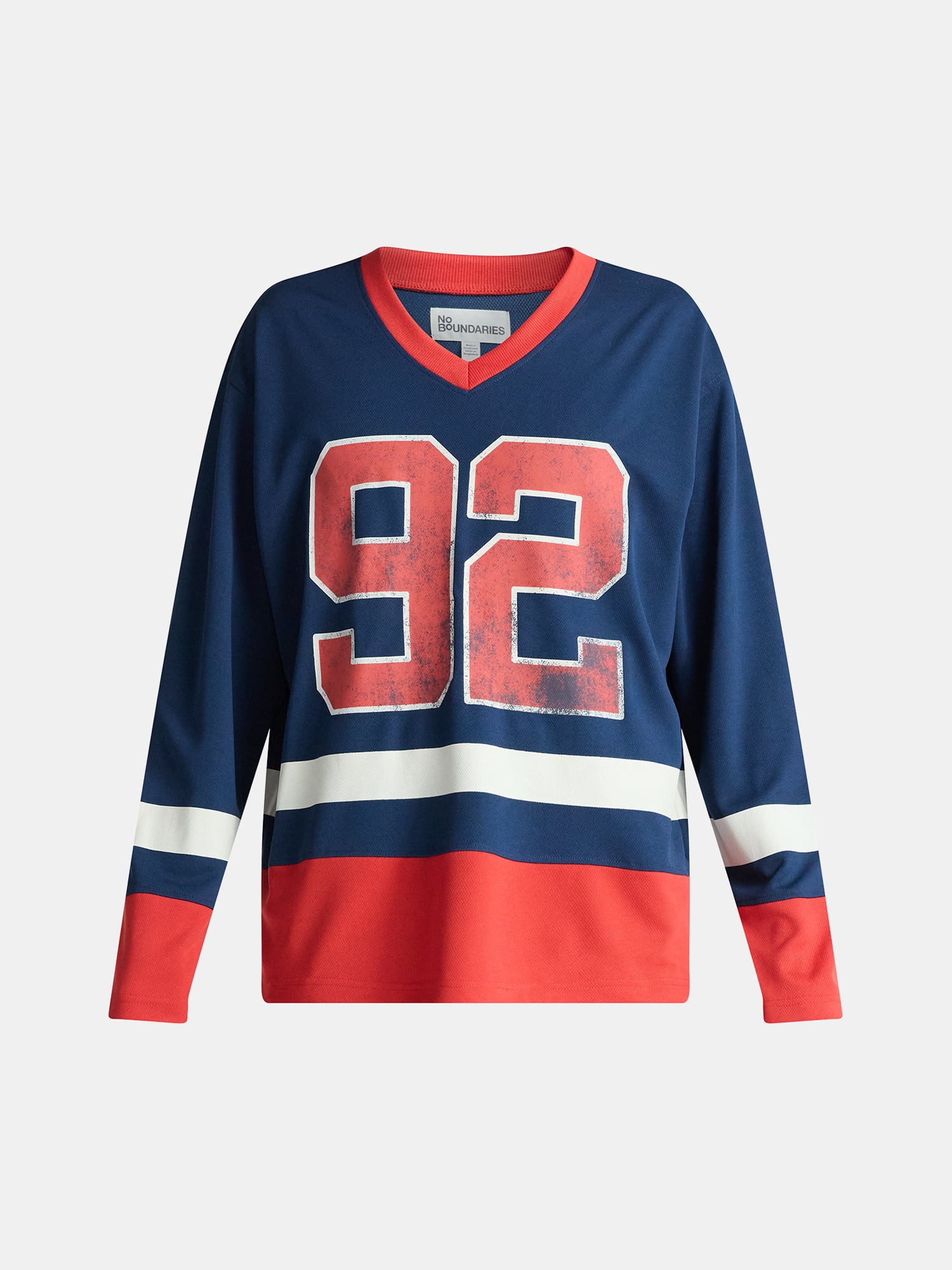 No Boundaries Hockey Jersey Style Shirt with Long Sleeves, Men's and Big Men's