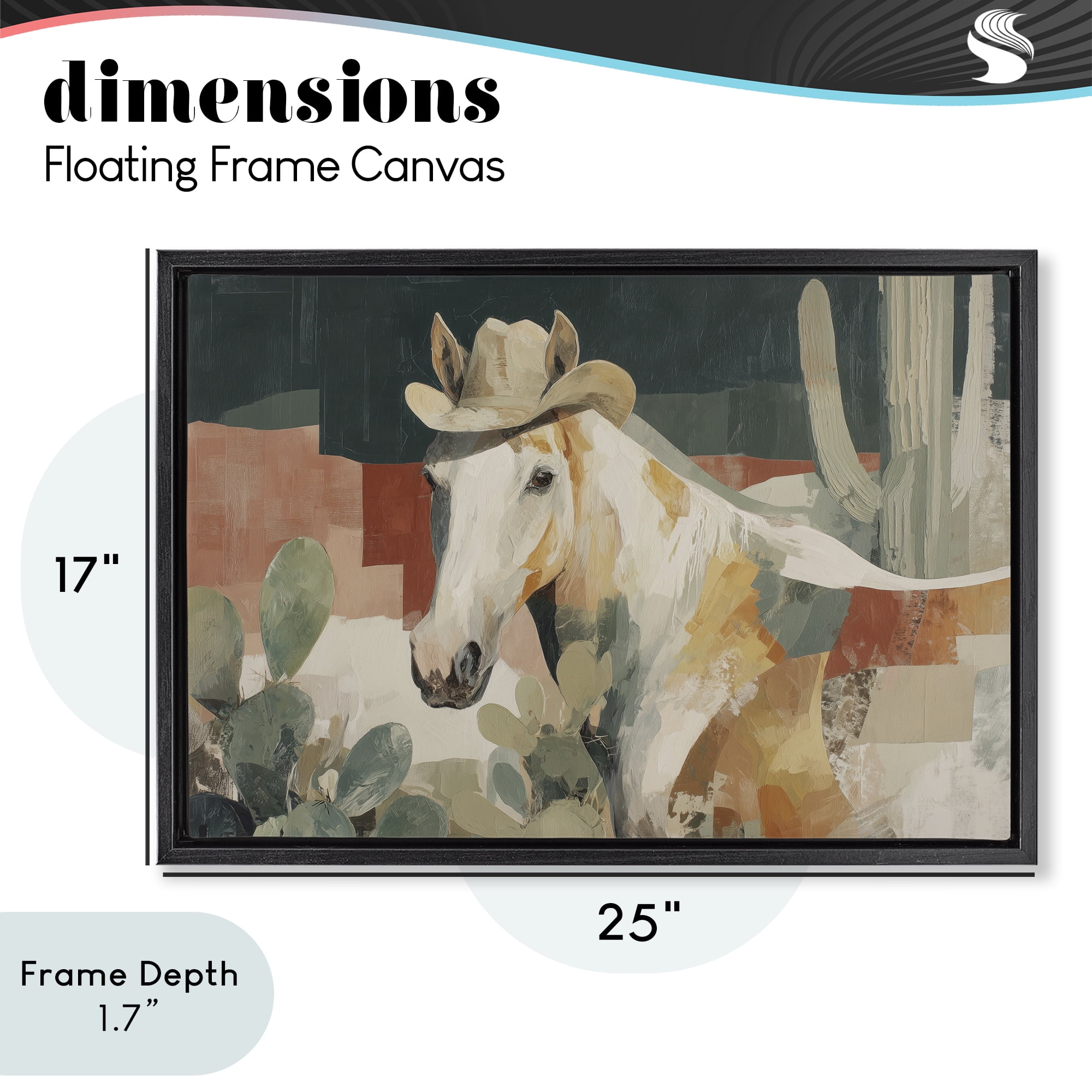 Stupell Industries Horse in Cowboy Hat Black Framed Floater Canvas Wall Art, design by Chromatic Storm Studio