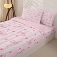 thumbnail image 3 of Homewish Girls Pink Zipper Twin Comforter Sets with Fitted Sheet and 2 Pillowcases,Bowknot Hearts Zipper Bedding Set,Pink Reversible,4 Pieces, 3 of 7