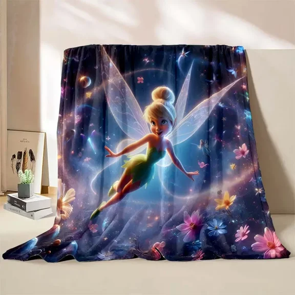 Tinker Bell Throw Blanket, Flannel Cute Tinker Bell Themed Stuffed Soft Nap Throw Blanket for Home Decor Gifts