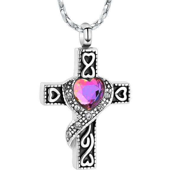 Crystal Cross Urn Necklaces for Ashes for Women for Men Cremation Jewelry Cross Memorial Urn Necklace Pendant Keepsake Religious Cross Ashes Jewelry