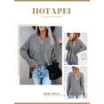 thumbnail image 4 of HOTAPEI Womens Waffle Knit Sweater Casual Crew Neck Long Sleeve Pullover Sweaters for Women Side Slit Henley Knit Tops, 4 of 7