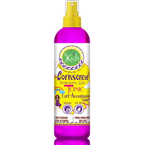 CORKSCREW HYDRATING SPRAY GEL FOR KIDS | HYDRATING CURL TONIC FOR CURLY HAIR KIDS | SOFTENS CURLS | HOLDS KIDS CURLS IN PLACE | RESTORES BOUNCE & SHINE | CHEMICAL FREE | NO FRIZZ | LARGE 8 OZ (1 UNIT)