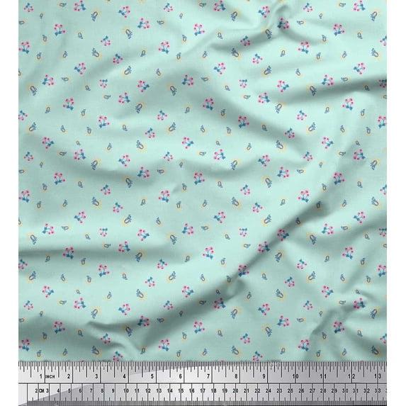 Soimoi Rayon Crepe Fabric Berries & Artistic Floral Night Wear Printed Craft Fabric by The Yard 46 Inch Wide