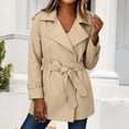 thumbnail image 3 of ManxiVoo Women's Short Trench Coat Belted Casual Lightweight Solid Color Jacket for Spring Fall Outdoor Daily Wear City Style, 3 of 7