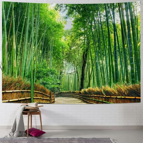 Creowell Bamboo Forest Decor Tapestry Zen Green Grove Path Tapestry Wall Hangings Large Tapestry for Bedroom Living Room Dorm Man Cave 40x30inch
