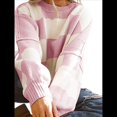 thumbnail image 1 of Suéter Holgado de Punto Acanalado con Cuello Redondo y Larga para Mujer, Moda de Otoño Rosa L, 1 of 9