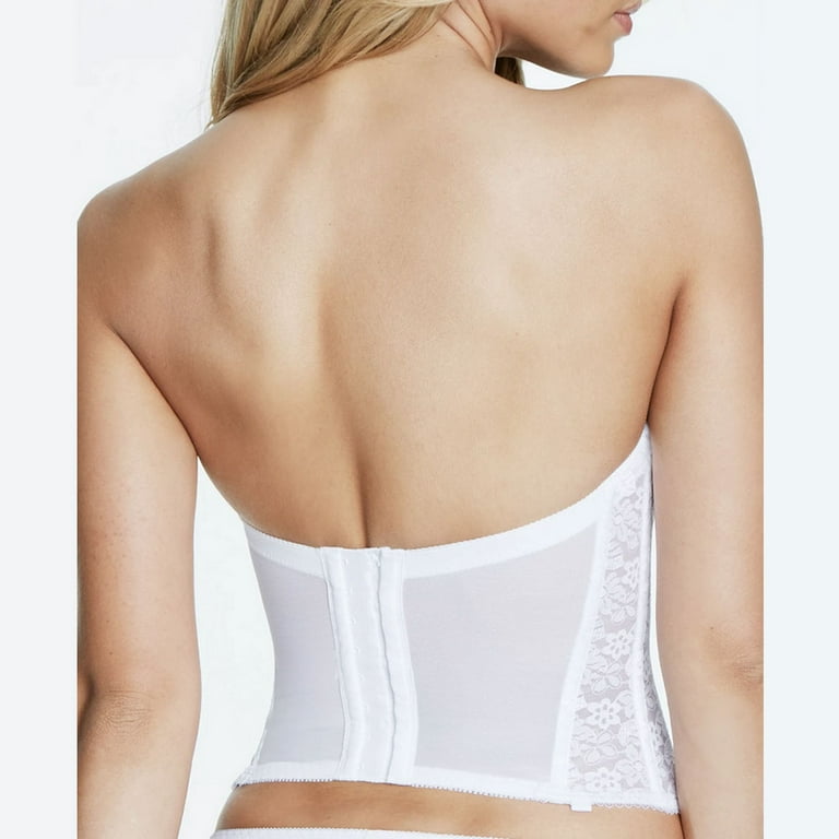 DOMINIQUE Lace Low Back Plunge Strapless Push Up Bustier Style, Color:  White, Size: 36, Cup: B (7759-WHT-36B)
