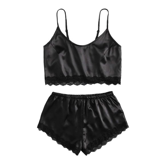 Lindreshi Lingerie Sets for Women 2pc Set Lingerie Silk Underwear Sleepwear Underwear Pajamas Satin Lace