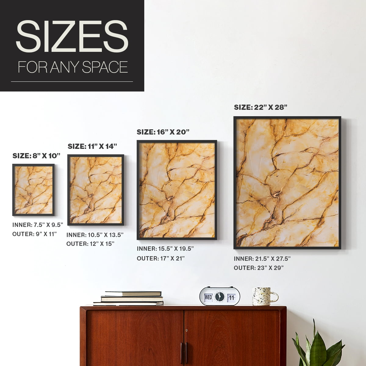 Yellow Marble I Framed Print - Solid Wood in Single Picture Frame Solid Wood 2 Framed Print