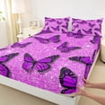 thumbnail image 3 of Feelyou Dreamy Butterfly Purple Bed Sheets for Girl, Chic Sequin Print King Sheets, Fashion Princess Style Sheet Set, Luxury Bedroom Decor, 4pcs, 3 of 7