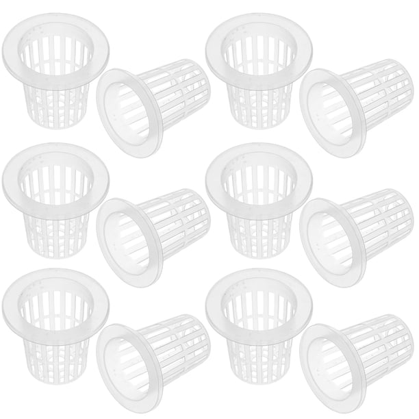 Cesta de siembra hidropónica, malla para jardín, macetas hidropónicas sin tierra, vasos de germinación, color blanco pesado