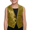 thumbnail image 5 of KKBOTIVE Dress Up Carnival Sequin Vest for Kids, Sparkling Shiny Dance Vest for Boys Girls, Party Outfit Fahion Clothes for Toddler ( GD1 Size: 5-6 Years ), 5 of 5