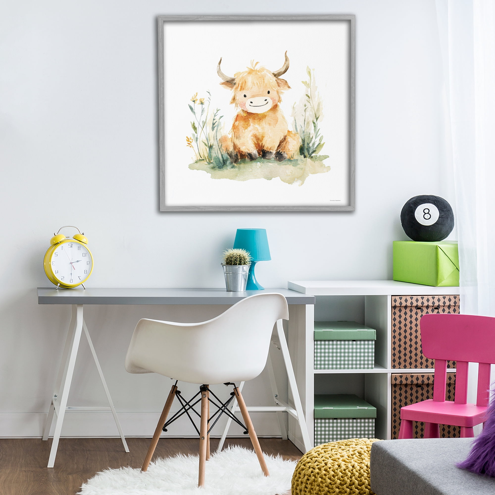 Stupell Industries Little Highland Calf Gray Framed Giclee Art, design by Svetlana Aleynikova