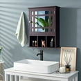 thumbnail image 3 of Gymax Mirrored Medicine Cabinet Bathroom Wall Mounted Storage W/Adjustable Shelf Brown, 3 of 10