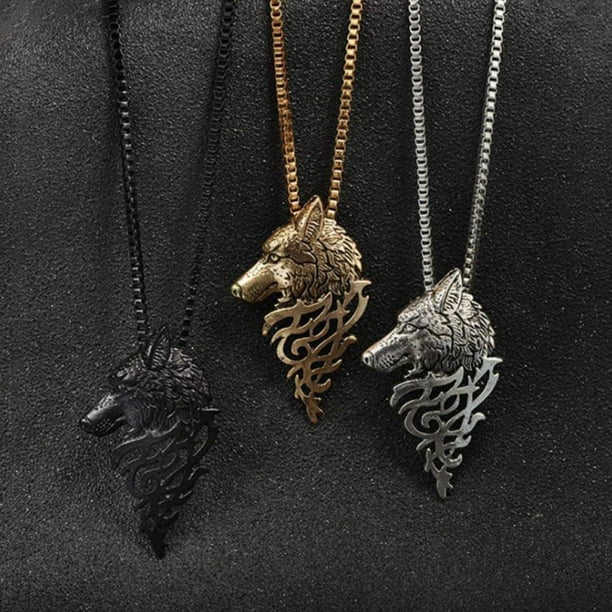 Fashion Wolf Necklace for Men Viking Wolf Head Pendant - Main Image