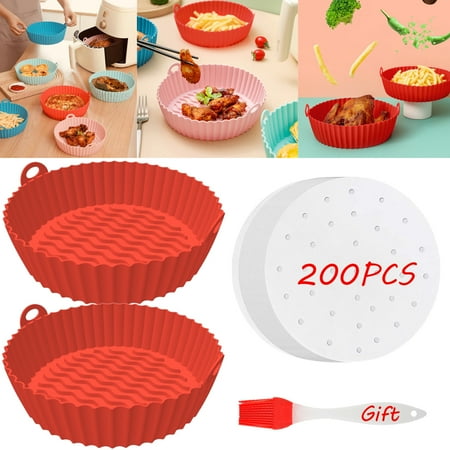 

2pcs Air Fryers Oven Baking Tray+200 Air Fryer Paper