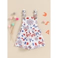 thumbnail image 3 of Toddler Kids Girls Summer Independence Day Overalls Jumpsuit 6 12 18 24 Months 2T 3T 4T 5T 6T Sleeveless Ice Cream/Firework Print Suspender Shorts, 3 of 9