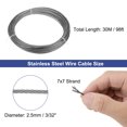 thumbnail image 2 of Unique Bargains 3/32" (2.5mm) 98ft (30M) 304 Stainless Steel Cable Wire Rope 7 x 7 Strands, 2 of 5