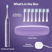 AquaSonic Vibe Electric Toothbrush Set - ADA Accepted, Rechargeable, 4 Modes, Travel Case, 8 Brush Heads - Satin Violet