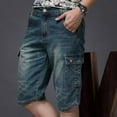 thumbnail image 6 of Men Shorts Men's Beach Shorts European German Casual Loose 3/4 Pants Men's Jeans Men's Comfortable Street Fashion Foreign Trade Cropped Pants, 6 of 8