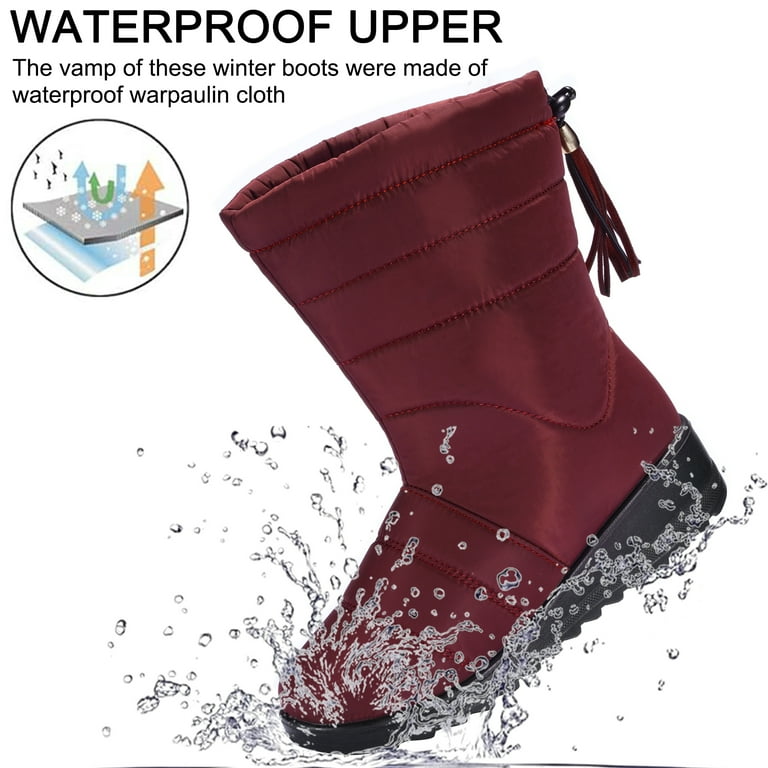 LUXUR Womens Faux Fur Lined Snow Ankle Boots Ladies Winter Warm Waterproof Shoes Non slip Boots Walmart